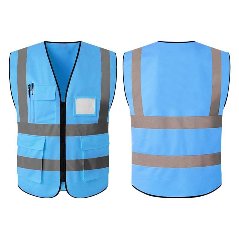 Safety Vest Blue Reflective Vest Multi-Pocket Safety Suit; ECVV UAE ...