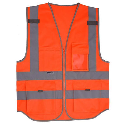 Multifunctional Reflective Vest Construction Site Reflective Vest Fluorescent Orange M