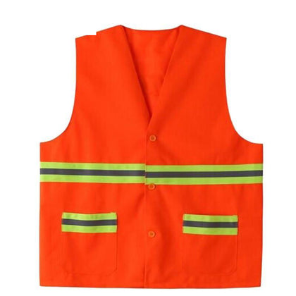 10 Pieces Reflective Vest Sanitary Waistcoat Reflective Safety Vest Work Clothing for Cleaning Workers Highway Construction- Orange with Hat