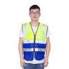 6 Pieces Yellow And Blue Stitching Reflective Vest Mesh (Including Simple Print On The Chest) 1 Piece