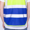 6 Pieces Yellow And Blue Stitching Reflective Vest Mesh (Including Simple Print On The Chest) 1 Piece