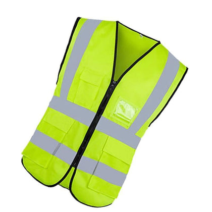 10 Pieces Multi Pocket Construction Safety Reflective Vest With Swallow Tail Pocket Fluorescent Green