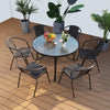 80cm Outdoor Table And Chair Courtyard Balcony Garden Small Rattan Chair 4 Chairs + Iron Round Table