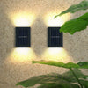 Solar Outdoor Lamp Garden Small Wall Lamp Landscape Decoration LED Lamp Courtyard Terrace Fence Atmosphere Up And Down Luminous Wall Lamp 4 Sets