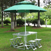 Folding Table Outdoor Aluminum Alloy Folding Table And Chair Set Portable Table And Chair + 2.4m Green Double-layer Umbrella + Umbrella Seat