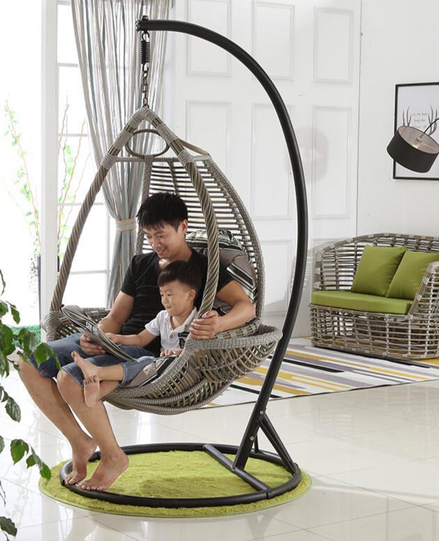 Double Basket Rattan Chair Hanging Chair Household Hammock Indoor Bird s Nest Balcony Swing Courtyard Outdoor Net Red Cradle Chair Double Single Pole