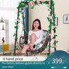 Indoor Cradle Chair Hammock Bedroom Balcony Leisure Bird's Nest Hanging Orchid Rocking Chair Courtyard Swing White Swing + Cushion + Carpet