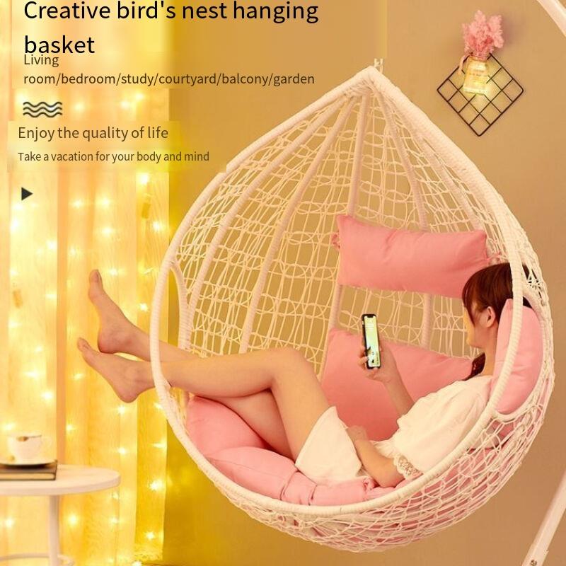 Hanging Chair Bedroom Swing Cradle Chair Cradle Lounge Chair Balcony Rocking Chair White Single Rattan Extra Large Without Armrest