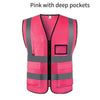 10 Pieces Pink Reflective Safety Vest Multi Pockets Traffic Protection Reflective Vest Warning Clothing Construction Road Maintenance Reflective Clothing - Pink