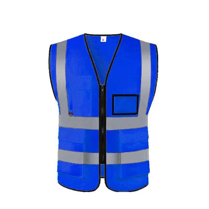 10 Pieces Dark Blue Multi Pocket Reflective Vest Traffic Protection Reflective Vest Warning Clothing Construction Road Maintenance