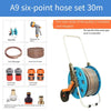 30m Flower Watering Hose Water Nozzle Household High-pressure Water Car Washing Artifact Garden Watering Vegetable Six Branch Set Pulley Car Type