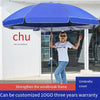 Outdoor Sunshade Large Double Deck Folding Stall Umbrella Sunshade Round Umbrella 2.2m Blue / Silver Glue Thickened