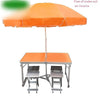 Folding Table Exhibition Industry Publicity Display Table Installation Free Outdoor Promotion Consultation Table Chair Set Portable Stall With Umbrella Wordless [orange Table + 4 Aluminum Stool + Orange Umbrella + Base]