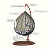 Hanging Basket Single Chair Balcony Swing Indoor Rattan Rocking Reclining Chair Bird's Nest Courtyard Rattan Single Double Bird's Nest Dormitory Bedroom Hammock Single White With Armrest + Big Gift Bag