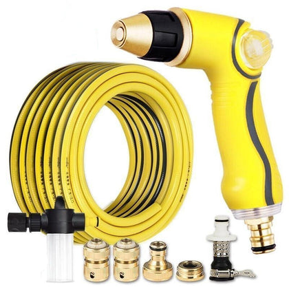 10 Meters Wash Car Suit Home Wash Car High-pressure Water Irrigation Gardening Cleaning Storage Rack Tool Spray Boiler Wash Car Artifact TPR Yellow Water Pipe Set