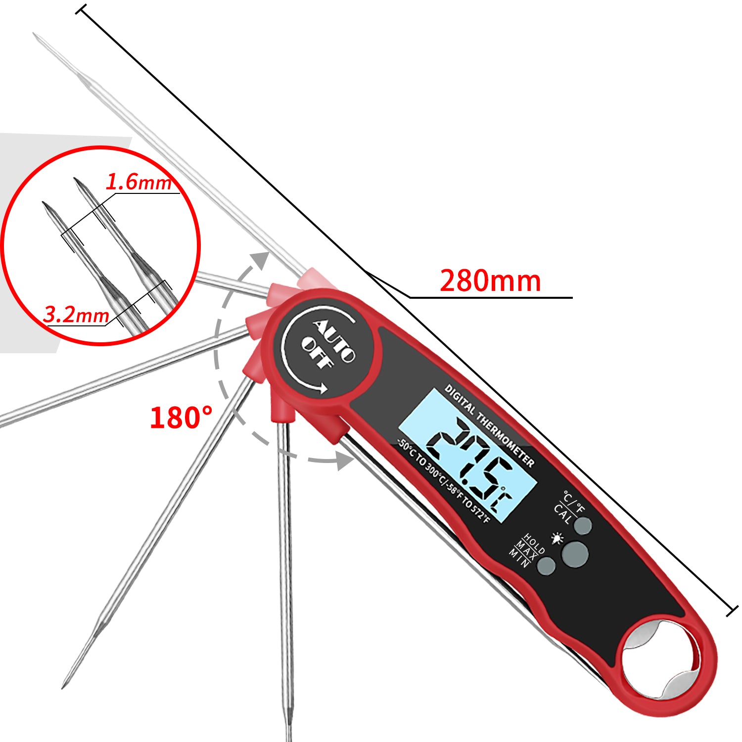 Meat Thermometer Digital Read in time with Backlight and Calibration  Function with Magnet and Corkscrew IP67