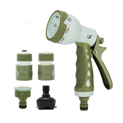 Eight Function Spray Gun + 4 Connector Set Flower Watering Nozzle Gardening Watering Sprinkler Garden Water Pipe Car Washing Water Gun Flower Watering Water Pipe Set