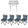 Outdoor Folding Table And Chair Portable Driving Travel Equipment 70 * 70cm Aluminum Alloy Table + Enlarged All Leaf Chair * 4