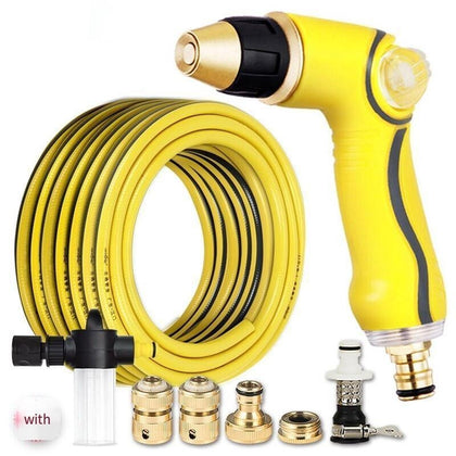 Yellow Control Gun 60 Meter Water Pipe Set Wash Car Water Gun Suit Home Scour Car High Pressure Irrigation Watering Flower Gardening Cleaning Storage Rack Tools Hoses Foam Sprinkling Car Washing Artifact Brass Head