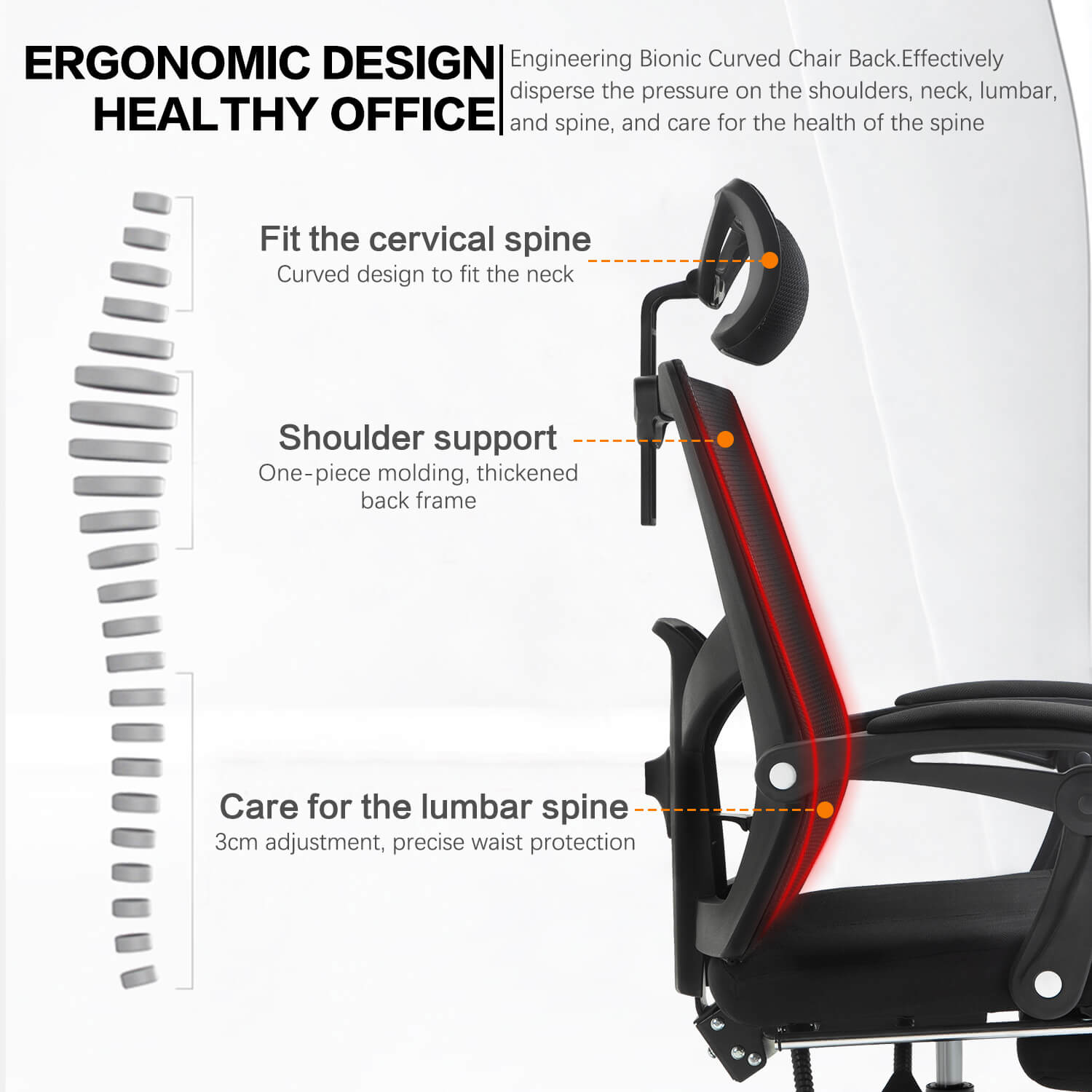 ECVV Ergonomic Adjustable Office Chair with Headrest ECVV UAE ECVV.AE