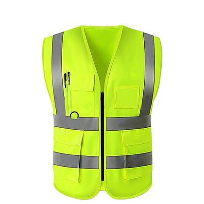 6 Pieces Reflective Suit Reflective Vest Reflective Waistcoat Reflective Gilet Riding Traffic Construction Environmental Sanitation Vest Fluorescent Yellow Uniform Free Size