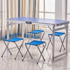 Outdoor Folding Table And Chair Set Portable Table And Chair Picnic Barbecue Table And Chair 1 Table 4 Stool Blue