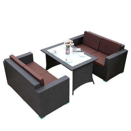 Outdoor Rattan Sofa Tea Table Combination Rattan Sofa Balcony Rattan Tables And Chairs Courtyard Outdoor Hotel Leisure Furniture