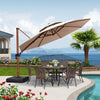 Outdoor Sunshade Courtyard Umbrella Garden Wood Grain Large Terrace Villa Roman Umbrella Leisure Umbrella 3.0m Square [with 130kg Water Tank Base]