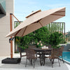 Outdoor Sunshade Courtyard Umbrella Garden Wood Grain Large Terrace Villa Roman Umbrella Leisure Umbrella 3.0m Square [with 130kg Water Tank Base]