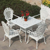 Outdoor Cast Aluminum Table Chair Courtyard Garden Villa Balcony Iron Art Leisure Waterproof And Sunscreen Simple European Style Three Or Five Piece Set Simple Combination 4 + 1 Combination 100cm Diameter Orchid Round Table (white)