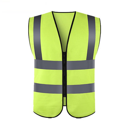 10 Pieces Zipper Safety Vest With Reflective Strips High Visibility Safety Reflective Vest without Pockets- Fluorescent Yellow