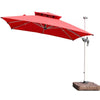 Outdoor Sunshade Villa Garden Imported Umbrella Cloth Outside Large Roman Sunbrella Round 3.3m With Large Water Tank Pulley Base (wine Red)