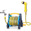 Yellow Control Gun + Coil Rack 60 Meters Water Pipe Set Wash Car Water Gun Suit Home Scour Car High Pressure Irrigation Watering Flower Gardening Cleaning Storage Rack Tools Hose Foam Spray Pot Car Wash Artifact Brass Head