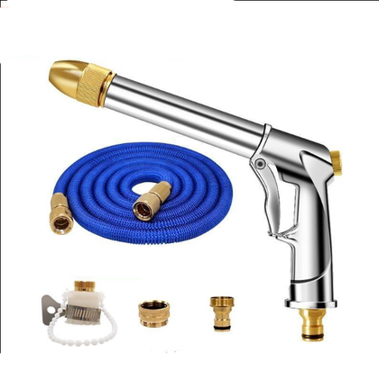 High Pressure Car Washing Water Gun Automobile Telescopic Pipe Flower Watering Artifact Household Nozzle Floor Washing Brushing Tool Pressurization And Pressurization Water Gun Set Balcony Garden Shower Faucet Spray Upgrade [30m After Water Injection]